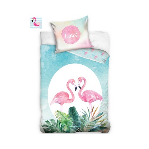 Onaangeroerd gebrek feedback Flamingo Dekbedovertrek Love – Eenpersoons – 140 x 200 cm – Multi – Cherry  Shop