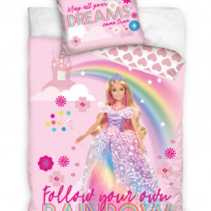 Barbie regenboog dekbedovertrek